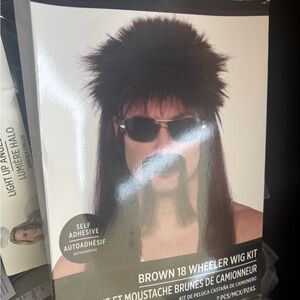 Brown mullet rock n roll 18 Wheeler Wig Kit